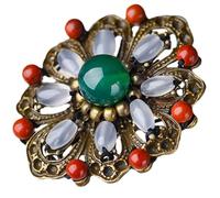 POPETPOP Épingle Vintage de Fleur pour Femme Design Clip-on Décoratif en Verre et Pierre Rouge, Ornement Élégant pour Fêtes et Bals