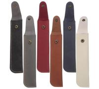 POPETPOP Étui Porte-Stylo Lot de 6 Pièces pour Stylo-Plume Simple en Cuir PU Épais Mat, Pochette Portable Couleur Aléatoire pour Bureau et École