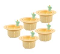 POPETPOP Filtre de Drainage pour Évier en Plastique Jaune Forme Cactus 5pcs, Panier Filtre Cuisine Maison, Entretien Réduit