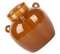 POPETPOP Grand Bocal à Cornichons Rétro en Céramique 1600ml, Marron | Usage Maison et Hôtel, Rangement Ordonné, Nettoyage Facile, Surface Lisse sans Bavures, pour Miel