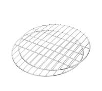 POPETPOP Grille de Barbecue Argenté en Acier Inoxydable 2 Pièces Ronde | Rôtir et Griller, Entretien Facile, Résiste aux Hautes Températures, Remplacement Simple