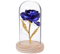 POPETPOP Lampe LED Décorative Rose Artificielle sous Dôme en Verre, Fleur Stabilisée sans Piles Abat-Jour, Idée Présent Romantique pour Intérieur et Fête des Mères
