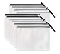 POPETPOP Lot de 10 Pochettes A4 Zippées en Pvc Noir, Paquet de Rangement pour Dossiers Résistants Saleté, pour Bureau et Organisation de Documents