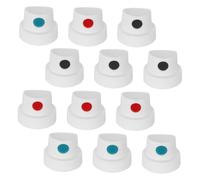 POPETPOP Lot de 12 Embouts de Pulvérisation Précis pour Bombes de Peinture, Buses Universelles Points Noir, Bleu et Rouge, pour Graffitis, Séchage Rapide, Usage Extérieur, Compatibles