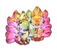 POPETPOP Lot de 2 Figurines Renard Cristal Soufflé à la Main Décoration Intérieure 55X56Mm Multicolore Ornement Animal en Verre Artistique pour Maison et Présent Couple
