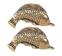 POPETPOP Lot de 2 Pendentifs en Laiton Vintage de Poisson Porte-Clés Métal Mini Compact Breloques Feng Shui Chance et Prospérité pour Fabrication Bijoux et Accessoires Artisanaux