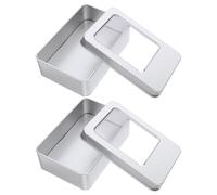 POPETPOP Lot de 2 Petites Boîtes de Rangement en Fer-blanc Argenté avec Aimant de Réfrigérateur, Organisateur Magnétique Rectangulaire Cuisine et Salle de Bain
