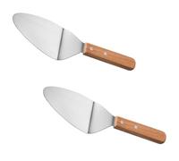 POPETPOP Lot de 2 Spatules à Hamburger en Acier Inoxydable Manche en Bois, Faciles à Utiliser Ranger, pour Pizzerias et Restaurants Fast Food