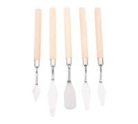 POPETPOP Lot de 5 Couteaux à Peindre en Bois et Acier Inoxydable, Spatules Portables pour Mélange et Raclage de Peinture, pour Dessin et Travaux Artistiques