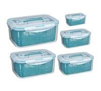POPETPOP Lot de 5 Paniers de Rangement Bleus en Pp à Double Couche pour Filtrer L'eau et Nettoyer Fruits et Légumes Cuisine