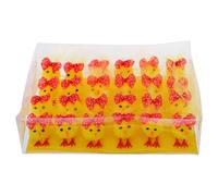 POPETPOP Mini Poussins de Pâques Décoratifs en Peluche, 24 Pièces, Motifs Pois et Nœud, Animaux de Ferme Doux pour Loisirs Créatifs et Décoration de Table Printanière