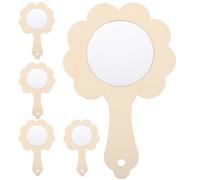 POPETPOP Miroir Fait Main Vierge en Bois 5 Pièces, Miroir pour Garçon et Filles, Kit de Décoration Matériaux Décoratifs, Activités Créatives en Maternelle