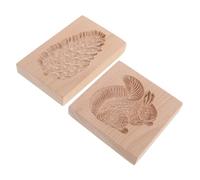 POPETPOP Moule à Biscuits en Bois 2pcs Motifs Écureuil et Pomme de Pin en Relief pour Décoration de Pâtisserie Créative la Cuisine Thanksgiving Noël