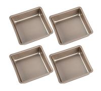 POPETPOP Moules à Gâteau Carrés 11cm Lot de 4 en Acier Carbone Antiadhésif Multiusage Compatible Friteuse à Air pour Pâtisserie Maison et Fêtes
