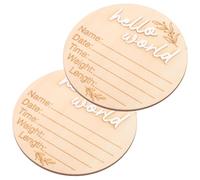 POPETPOP Panneau Annonce de Naissance en Bois Marron 2pcs pour Nouveau-nés, Décoratif Circulaire, pour Photo et Fête D’accueil Bébé