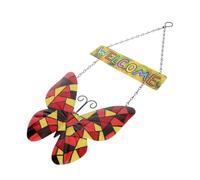 POPETPOP Panneau de Bienvenue en Fer Forgé Rouge pour Jardin et Extérieur, Décoration Murale Compacte, à Suspendre Décorative Résistante aux Intempéries, Ornement Mural Coloré Élégant