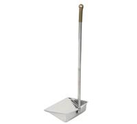 POPETPOP Pelle à Poussière pour Collecte des Déchets Fins Cuisine en Acier Inoxydable avec Long Manche Argenté, Bord Arrondi et Base Légèrement Surélevée