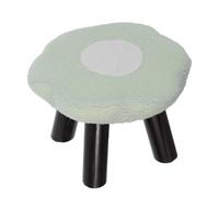 POPETPOP Petit Tabouret Fleur Vert, Siège Doux avec Pieds en Bois | Forme Fleur, Usage Salon et Salle de Bain, Léger et Portable, Surface Facile à Nettoyer