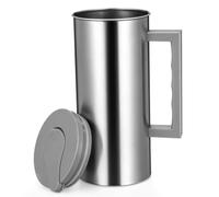 POPETPOP Pichet Inox 2L avec Couvercle, Carafe Eau pour Frigo | Nettoyage facile, maintient les boissons fraîches, design plat gain de place, idéal jus et café, poignée ergonomique