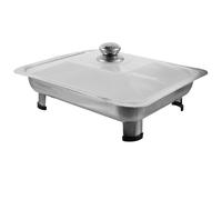 POPETPOP Plateau Rectangulaire Support Classique en Acier Inoxydable avec Couvercle, Facile à Nettoyer et Anti-fissure avec Arrondis pour Buffet pour Restaurants