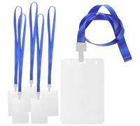 POPETPOP Pochette pour Badge D'identification Transparente en Pvc Bleu, Protège-cartes Rigide Facile à Nettoyer, pour Étudiants et Personnel, Lot de 10 Pièces Ruban