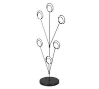 POPETPOP Porte-Carte de Placement en Acier Inoxydable Noir avec Silhouette Paon Artistique, Multiple Clips et Base Ronde Stable pour Événements Spéciaux et Réunions