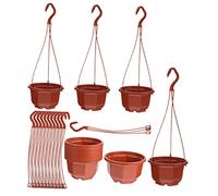 POPETPOP Pot de Fleurs Suspendu en Plastique Café, 15 Lots avec Crochets
