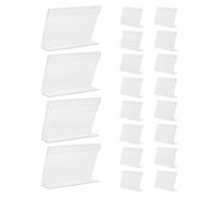 POPETPOP Présentoir Lot de 20 Pièces Support Stable Fente pour Carte Acrylique Transparent en L pour Étiquettes de Prix pour Magasins et Commerces