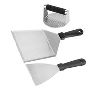 POPETPOP Presse à Hamburgers Lot de Set de Pièces en Acier Inoxydable et Spatule Barbecue Acier Inoxydable et Pp, Facile à Utiliser, Cuisine et Préparation de Burgers