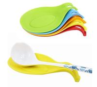 POPETPOP Repose-cuillère Lot de 4 Pièces en Silicone Résistant la Chaleur Jusqu'à 230℃ Couleur Aléatoire pour Ustensiles Cuisine, pour Plan de Travail et Cuisson