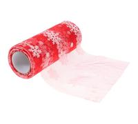 POPETPOP Rouleaux de Tulle Rouge Flocon de Neige Scintillant en Polyester pour Décoration de Noël, pour Fêtes et Création de Jupes à Bulles, 15 Cm X 9 Mètres