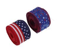 POPETPOP Ruban Décoratif et Réutilisable Patriotique en Tissu Résistant à Décoloration 2 Rouleaux du 4 Juillet pour Emballage Présent pour Décoration