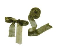 POPETPOP Ruban en Tissu pour Vert Imitation Soie Bord Effiloché, Toucher Doux et Longueur Ample Décorations de Mariage et Couronnes de Noël