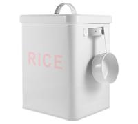 POPETPOP Seau de Stockage de Farine Blanc 15l en Métal Cuisine et Salle à Manger, Boîte de Rangement Alimentaire Hermétique, Organisateur Pratique pour Riz, Farine, Céréales et Soja