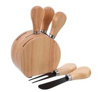 POPETPOP Set de Couteaux à Fromage pour Trancher et Tartiner en Acier Inoxydable avec Bloc en Chêne et Fêtes Familiales pour Dégustations de Vin