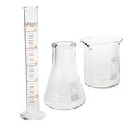 POPETPOP Set de Verrerie de Laboratoire en Verre Béchers, Flasques Coniques et Cylindres Gradués, Facile à Ranger, Expériences Scientifiques