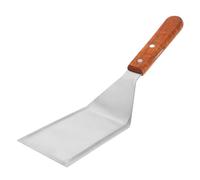 POPETPOP Spatule Cuisine Manche en Bois Multifonction en Acier Inoxydable Pelle à Steak à Frire Compacte, Outil Anti-brûlure 1 Pièce pour Barbecue et Cuisson Plaque Fonte