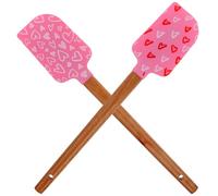 POPETPOP Spatule Racloir en Silicone 2pcs pour Pâtisserie Poignée en Bois, Résistante Chaleur, Stable et Sûre, Cuisson Pique-niques