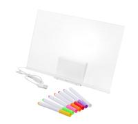 POPETPOP Tableau Acrylique Lumineux LED Effaçable à Sec Stylo Lisse Usb, Tableau de Dessin Polyvalent pour Réunions et École, Support D’écriture Réutilisable pour Adultes et Garçon
