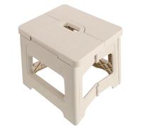 POPETPOP Tabouret Structure Coussin Beige et Pliable Antidérapant de Plastique en Siège de 20cm Résistante Confortable pour Adultes pour Salle de Bain