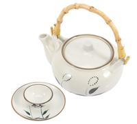 POPETPOP Théière Portative en Céramique Japonaise 350ml Poignée Anti-brûlure, Décor de Bureau et Maison, Design Délicat et Artisanal pour Service à Thé