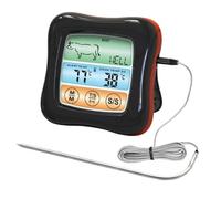 POPETPOP Thermomètre Numérique Cuisine pour Barbecue Écran Tactile Couleur, Minuterie Intégrée, Précision ±1°c, en Acier Inoxydable et Abs, pour Poulet et Dinde