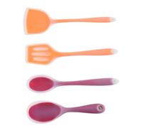 POPETPOP Ustensiles Cuisine Cuillère à Soupe Set de 4 en Silicone Résistant la Chaleur Spatule, Passoire et Cuillère à Riz Flexible et Solide Couleur Aléatoire pour Bébé