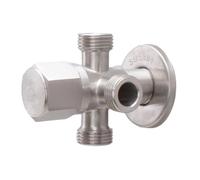 POPETPOP Vanne D'arrêt en Acier Inoxydable 304 à 3 Voies pour Wc Contrôle Ouverture/fermeture Étanche, Valve Hexagonale Argentée Adaptée aux Toilettes