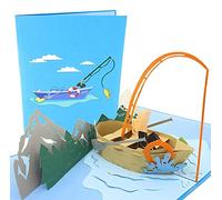 PopLife Bateau de pêche Carte Pop-Up pour Papa! - 3D Joyeux Anniversaire Pop Up, Carte de fête des pères, Carte de retraite - Se plie à plat pour l'envoi - pour papa, pour mari, pour fils, pour patron
