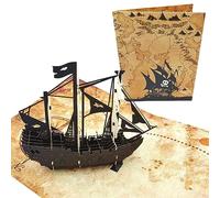 PopLife Cards Bateau de pirate et carte au trésor carte de voeux popup 3d pour toutes les occasions-jour de père, joyeux anniversaire, remise des diplômes, chasseurs de trésors de retraite, pirates