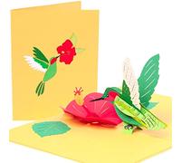 PopLife Carte pop-up 3D en forme de colibri - Carte pop-up pour anniversaire de mariage, fête des mères - Cadeau mignon pour elle - Se replie à plat pour l'envoi