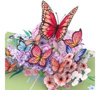 PopLife® Carte pop-up 3D pour la fête des mères avec papillons sur des fleurs - Carte d'anniversaire de mariage, Saint-Valentin, remerciements, joyeux anniversaire - pour maman, pour épouse, pour