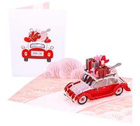 PopLife Love Bug Carte pop-up 3D en forme de voiture pour toutes les occasions - Saint-Valentin, fête des mères, anniversaire de mariage, surprise d'anniversaire, mariage, remerciement, rétablissement