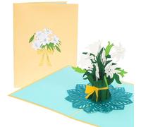 PopLife White Lily Bouquet 3D Pop Up Valentine's Day Card - Mother's Day, Easter Sunday Flowers, Thank You, Sympathy - for Sister, for Wife, for Mother, for Daughter, for Grandma, for Girlfriend